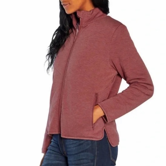 Anthropologie Three Dot Full Zip Quilted Jacket in Heather Tibetan Red, Small - Picture 8 of 13